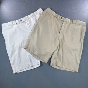 Bobby Jones Flat Front Chino Golf Shorts Set/2 38 Tan & Khaki 2 Pairs